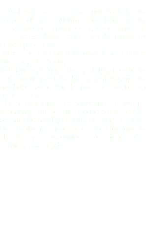  Avaliando a crescente necessidade de nossos clientes quanto a flexibilização de seus negócios, a Formapack, vem atender às suas necessidades especificas de ganhos na cadeia produtiva. Através de execução de linhas de montagens diversas, tais como: Rotulagens, etiquetagens, ink-jet, montagem e desmontagem de kit´s, embalagens de produtos com shirink, pvc, polietileno ou poliolefinico. Com equipamentos modernos e equipe altamente treinada, na execução das tarefas, garantindo total qualidade de seus serviços. Desenvolvemos manual de atendimento ao cliente, que assegura a qualidade dos serviços executados. 